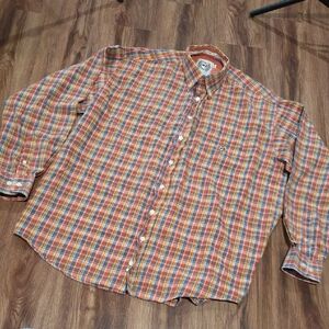 Cinch Western Orange Multi Plaid Men's Button-Down Shirt Size XL